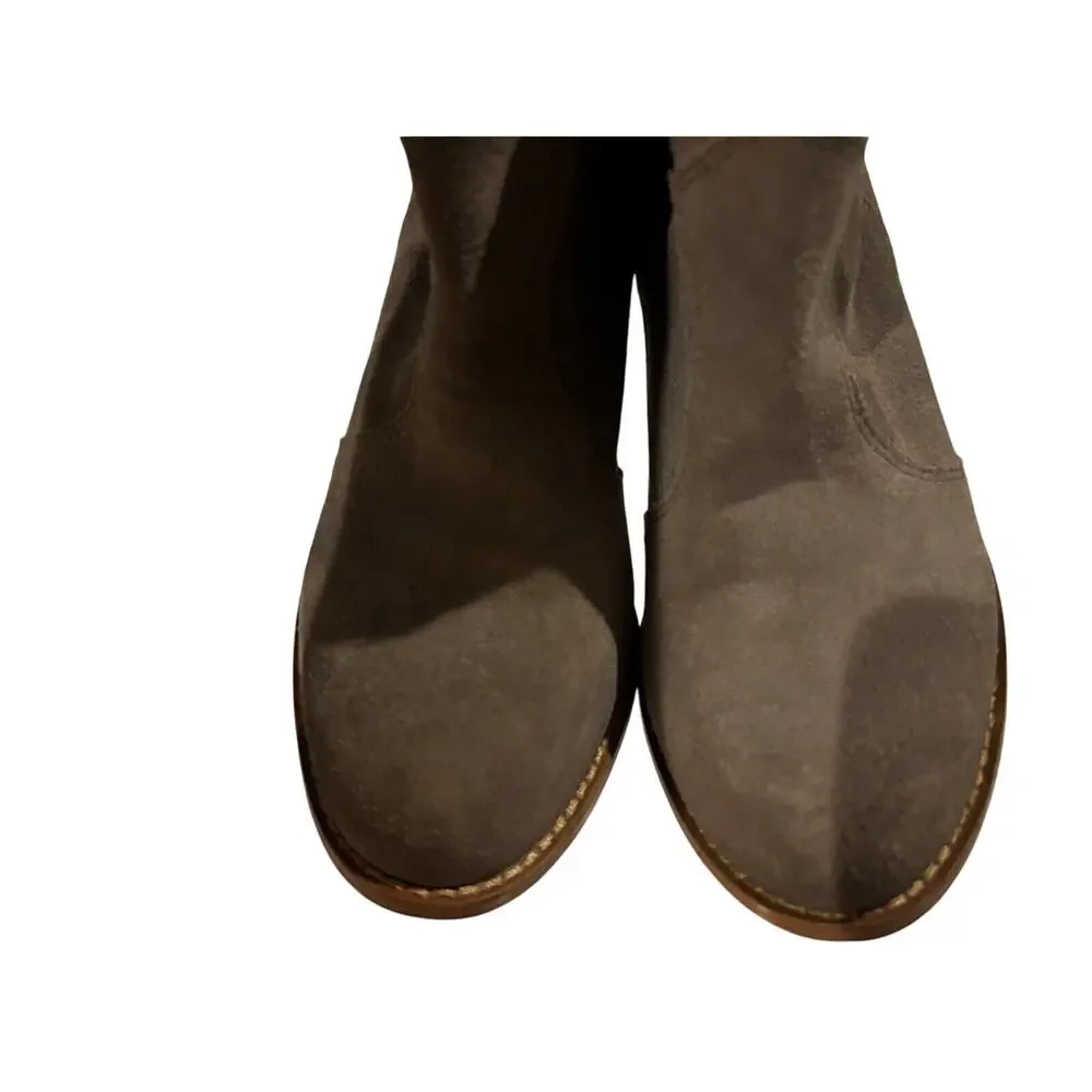 Splendid Women‎ Suede block heel Booties Sz 8 gray Round Toe cowgirl capsule